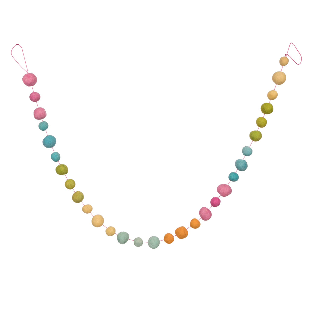 6' Multicolor Wool Pom Pom Garland P9461