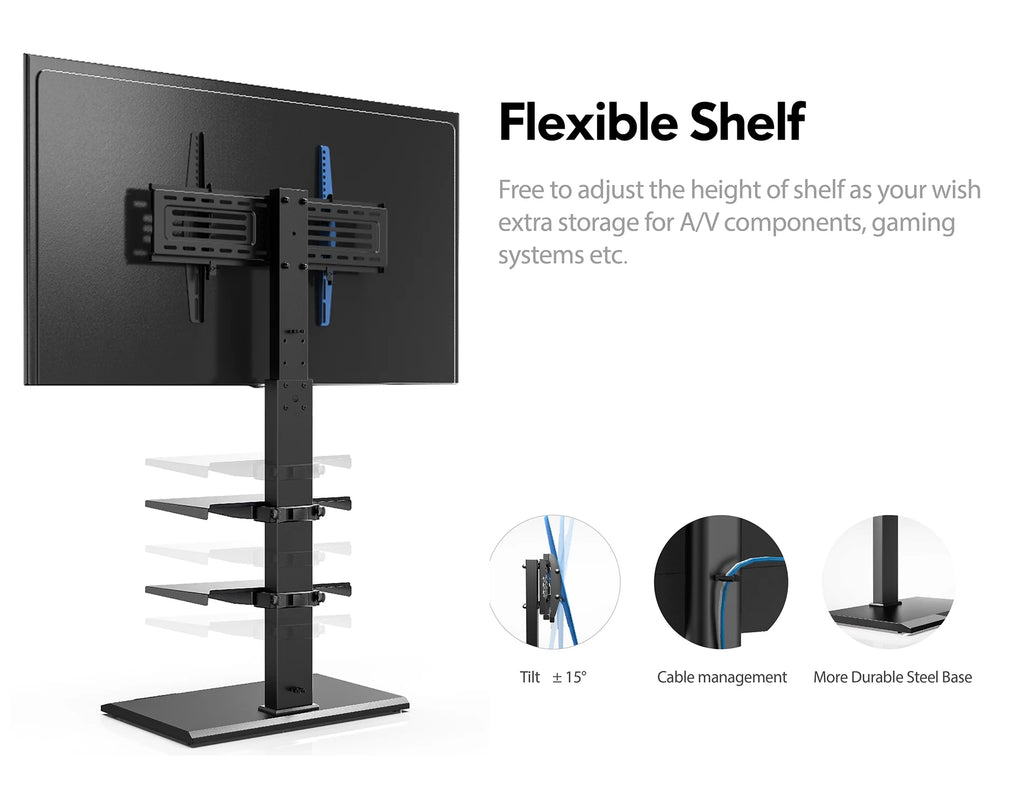 Black Floor TV Stand with Swivel Mount K67081