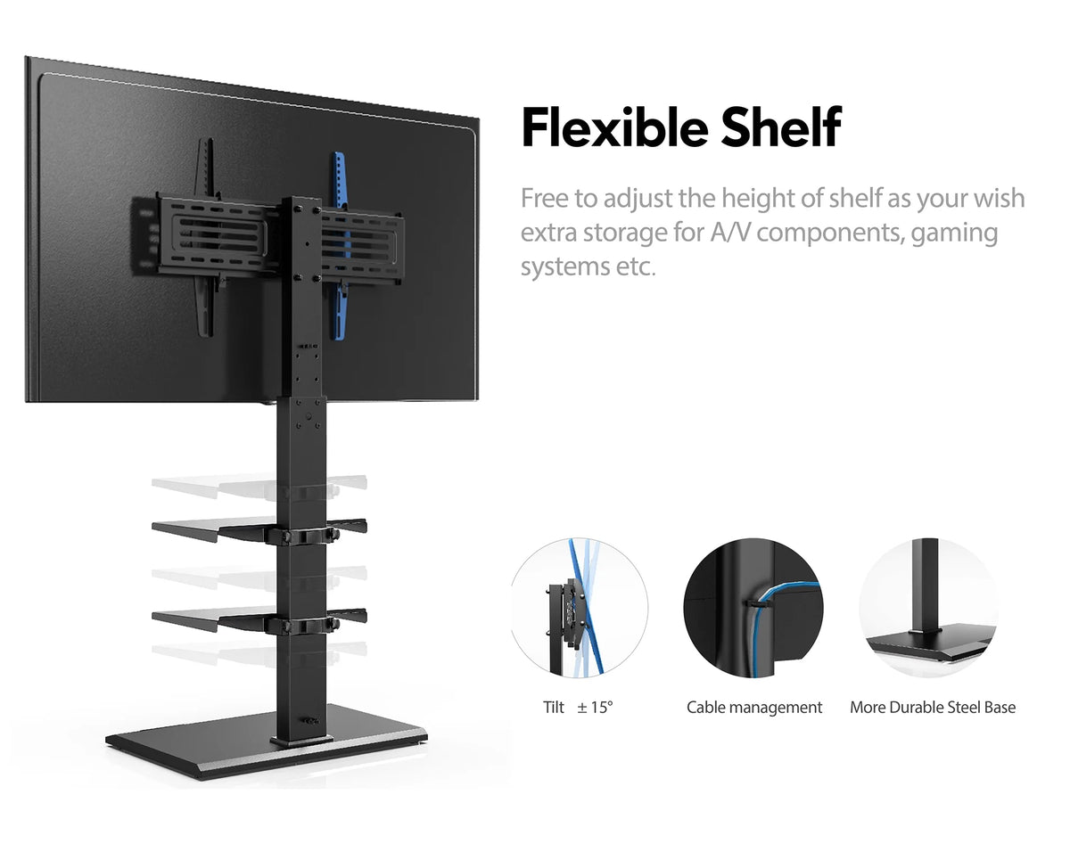 Black Floor TV Stand with Swivel Mount K67081
