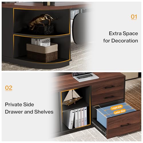 80'' L-Shaped Desk with Drawers Cabinet and Storage Shelves X415214