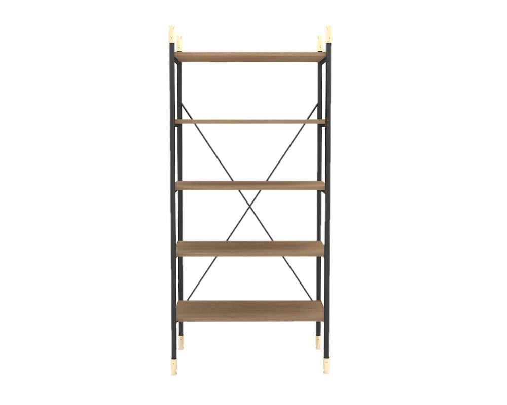 Brown Wood 5-Shelf Bookshelf D577
