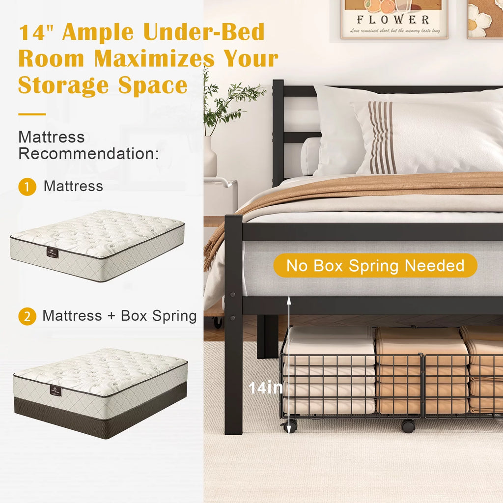 Queen Size Metal Platform Bed Frame with Headboard and Footboard Q7659