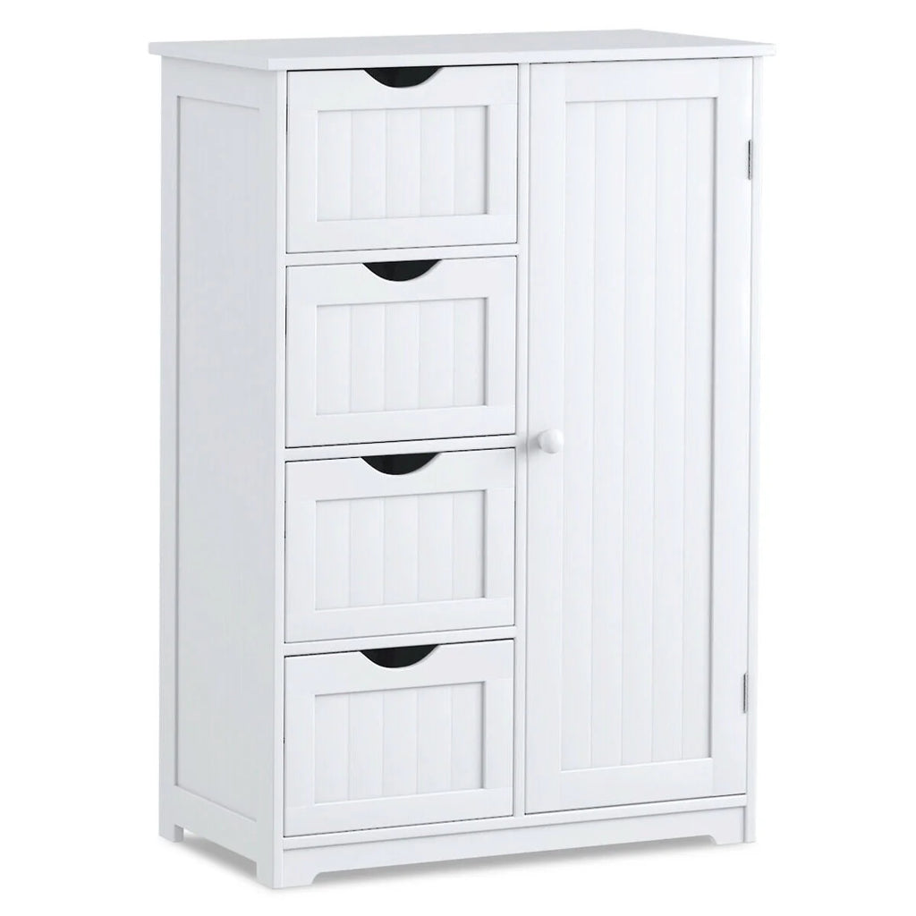 White 4 Drawer Wooden Bathroom Cabinet W9942