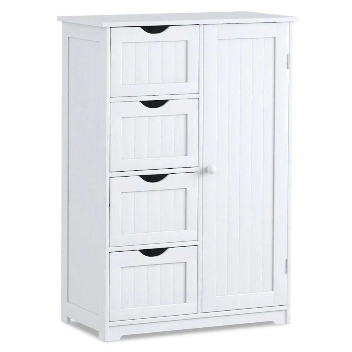White 4 Drawer Wooden Bathroom Cabinet W9942