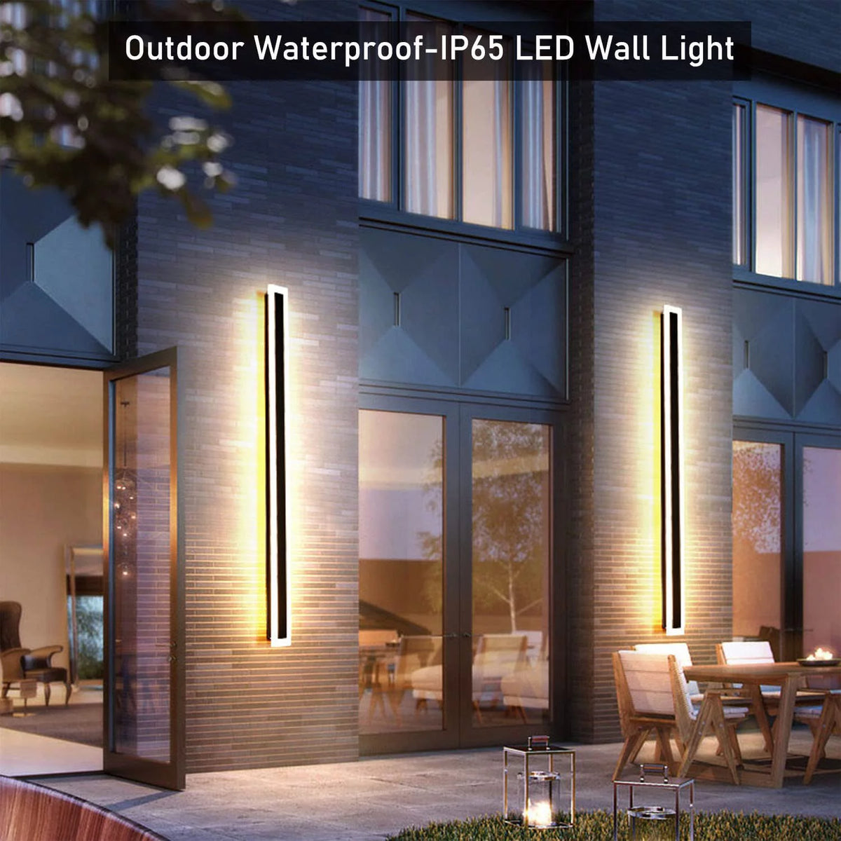2 Pack 31.5 Inch LED Wall Light Waterproof Black T539312
