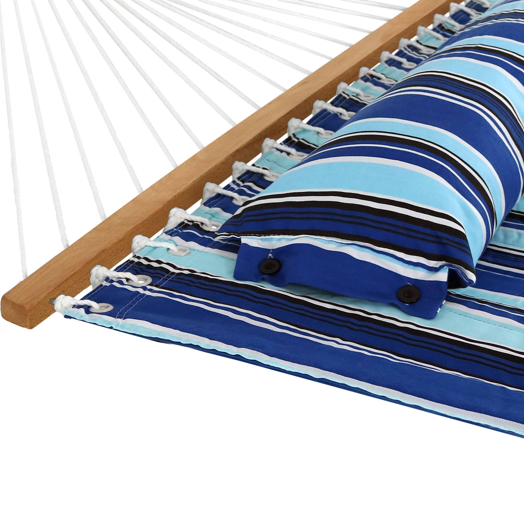 2-Person Quilted Fabric Spreader Bar Hammock and Pillow Q2879