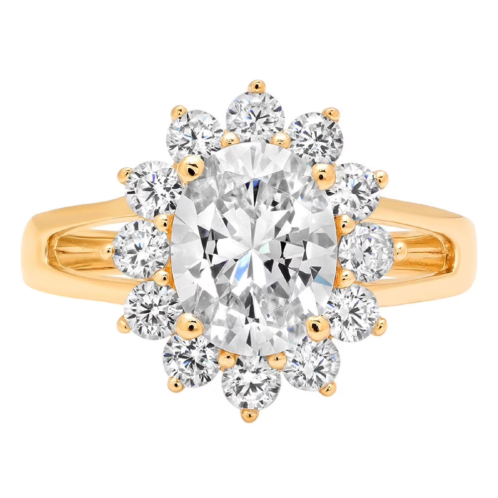14K Yellow Gold Halo Engagement Ring with Diamond P640