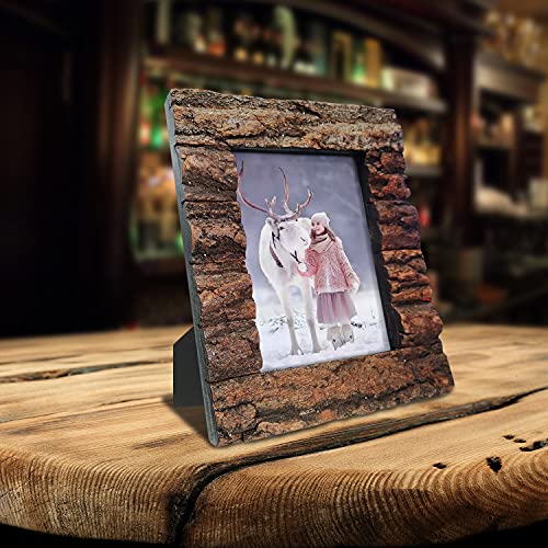 8x10 Rustic Wood Picture Frame with Real Bark L2626