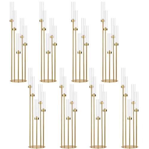 Matte Black 5 Arm Candelabra with Acrylic Shades R237