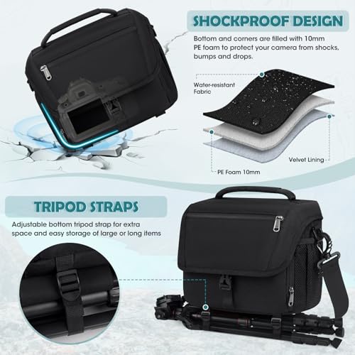 Black Waterproof Camera Sling Bag with Tripod Holder P366