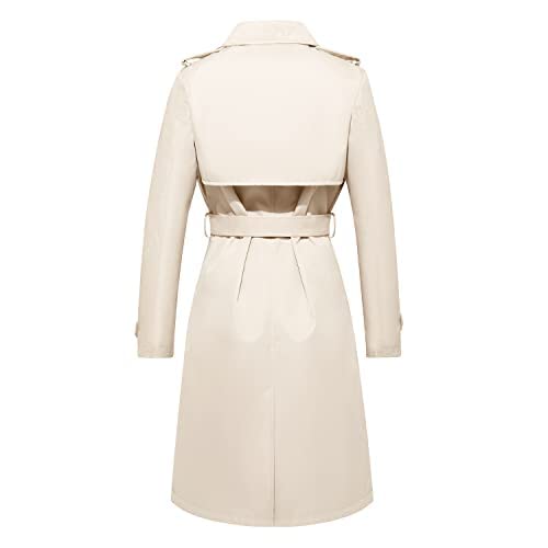Women's Long Double Breasted Water Resistant Trench Coat with Belt R1837