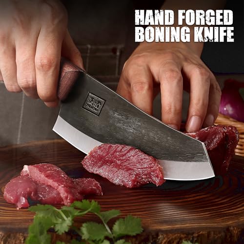 6.6 Inch High Carbon Steel Nakiri Knife with Leather Sheath B4267