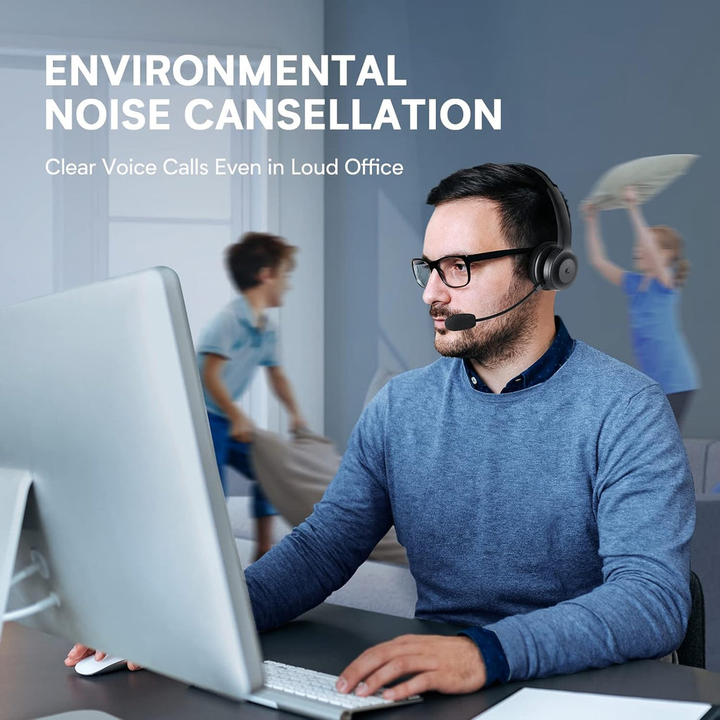 Bluetooth Headset with Microphone & AI Noise Cancelling Q9703