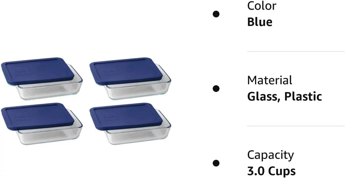 3 Cup Rectangular Dish With Plastic Cover (4) R4202