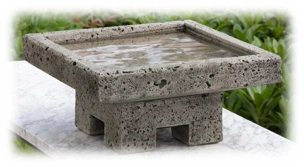 Hand Crafted Asian Temple Design Cast Stone Bird Bath K137337