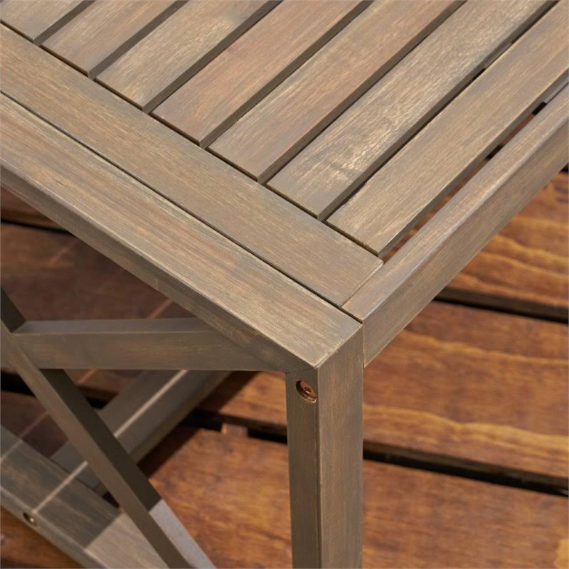 Gray Acacia Wood Outdoor Loveseat and Coffee Table Z378