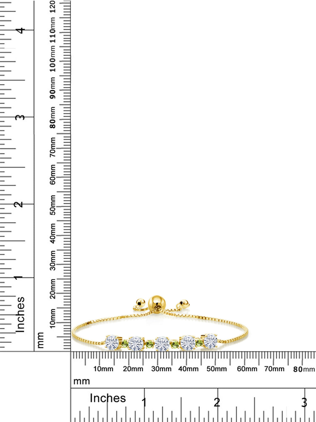 18K Yellow Gold Plated Silver Green Peridot Bracelet with Moissanite (2.78 Cttw) A7372