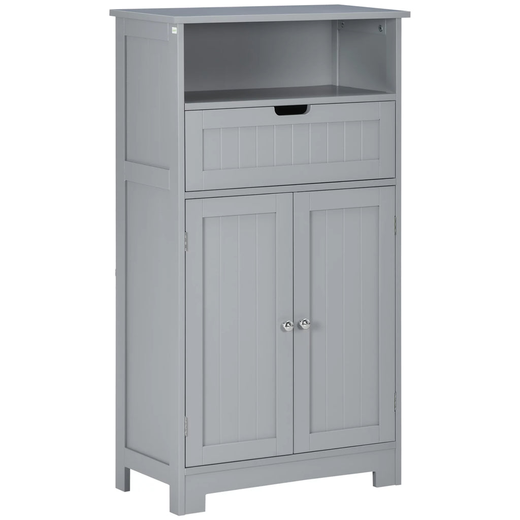 Grey Freestanding Bathroom Storage Cabinet with Drawer and Adjustable Shelf E4185