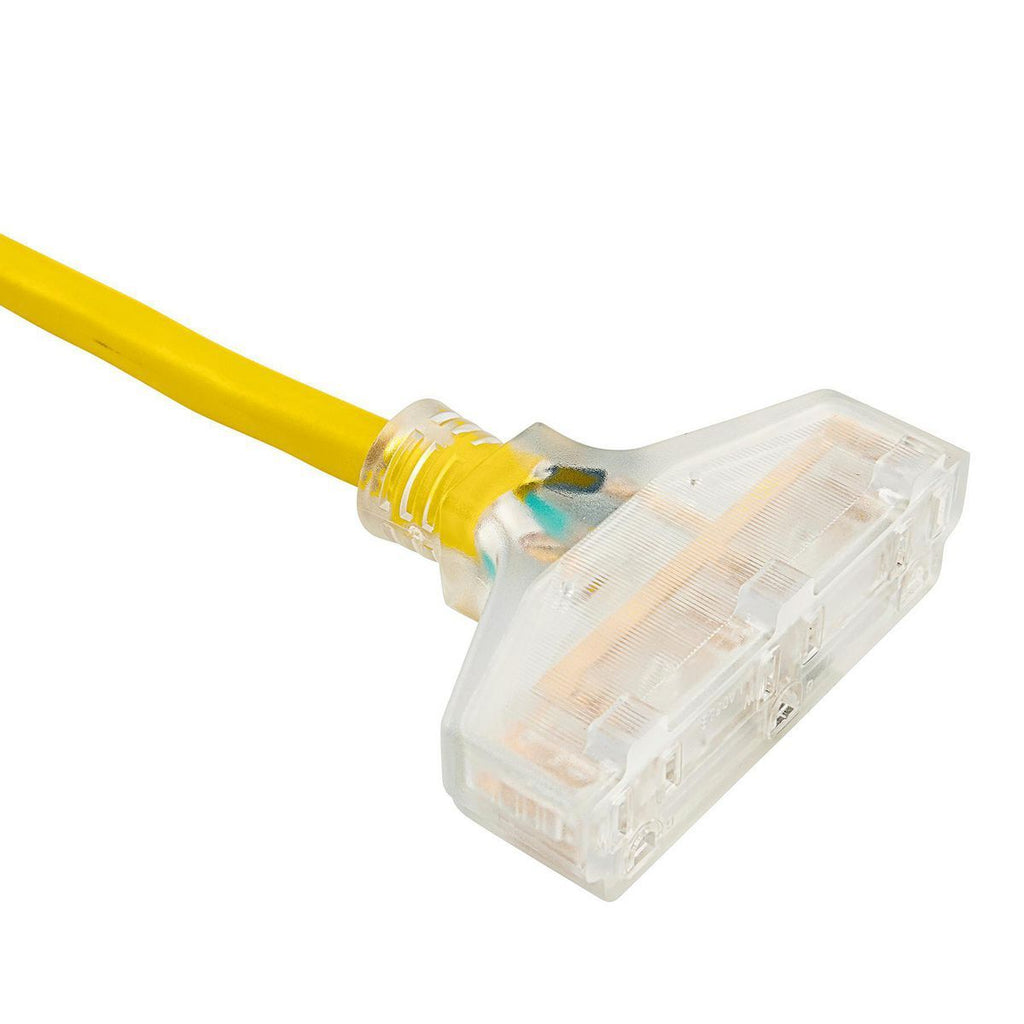 Yellow 25 ft. 10/3 Gauge Triple-Tap Extension Cord N323864