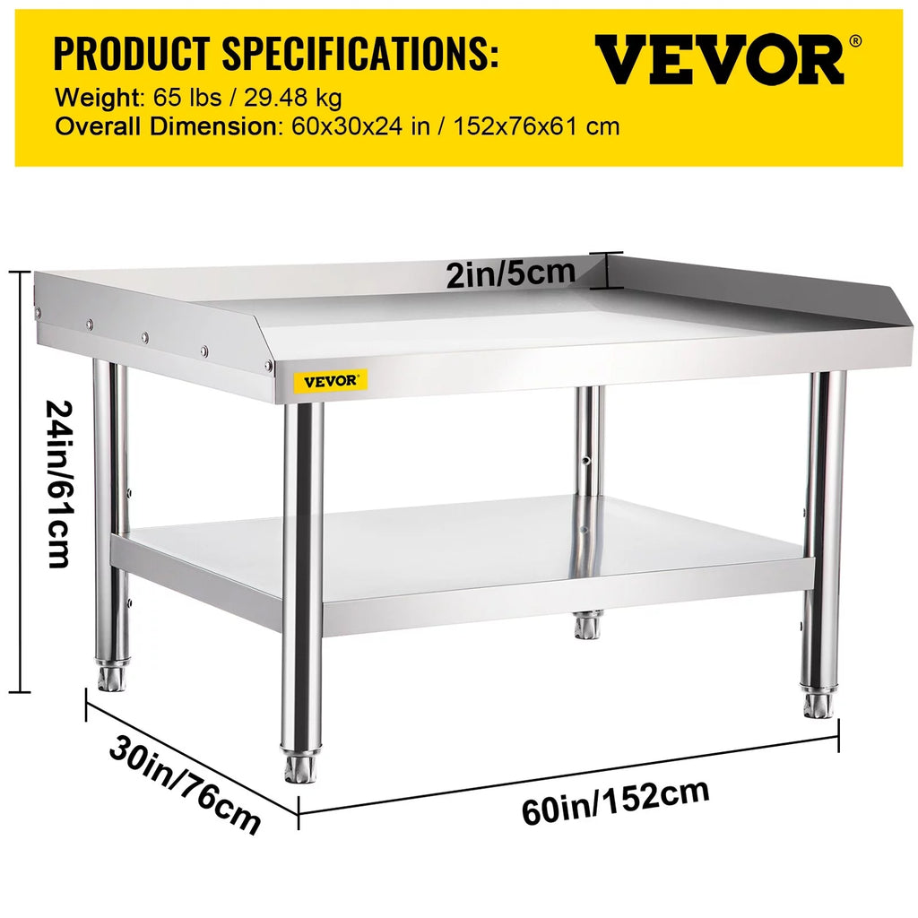 Stainless Steel Grill Table with Undershelf 60*30*24 Inch U8956