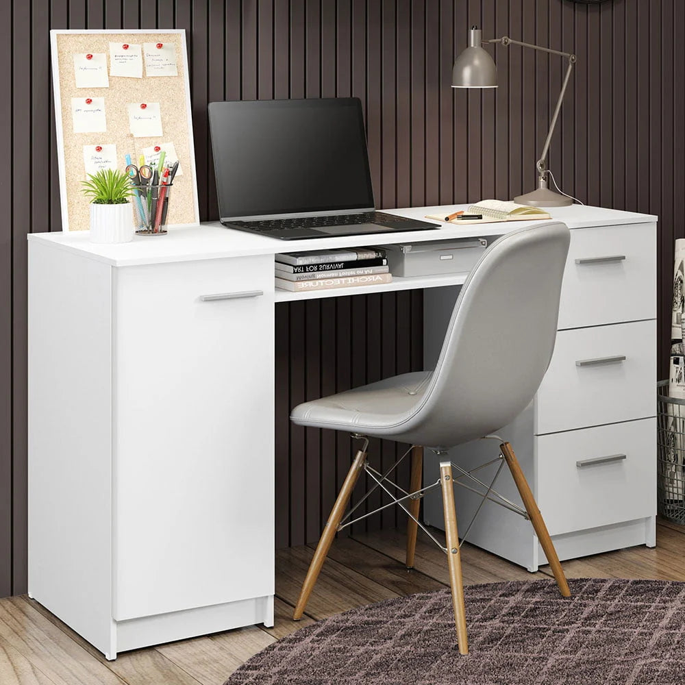 White 53 inch Office Desk with Drawers Y74352