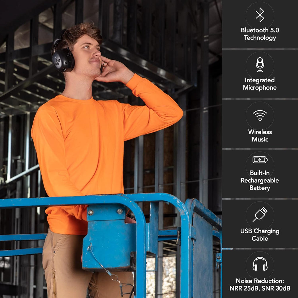 Bluetooth 5.0 Noise Reduction Safety Earmuffs with Adjustable Headband K804045