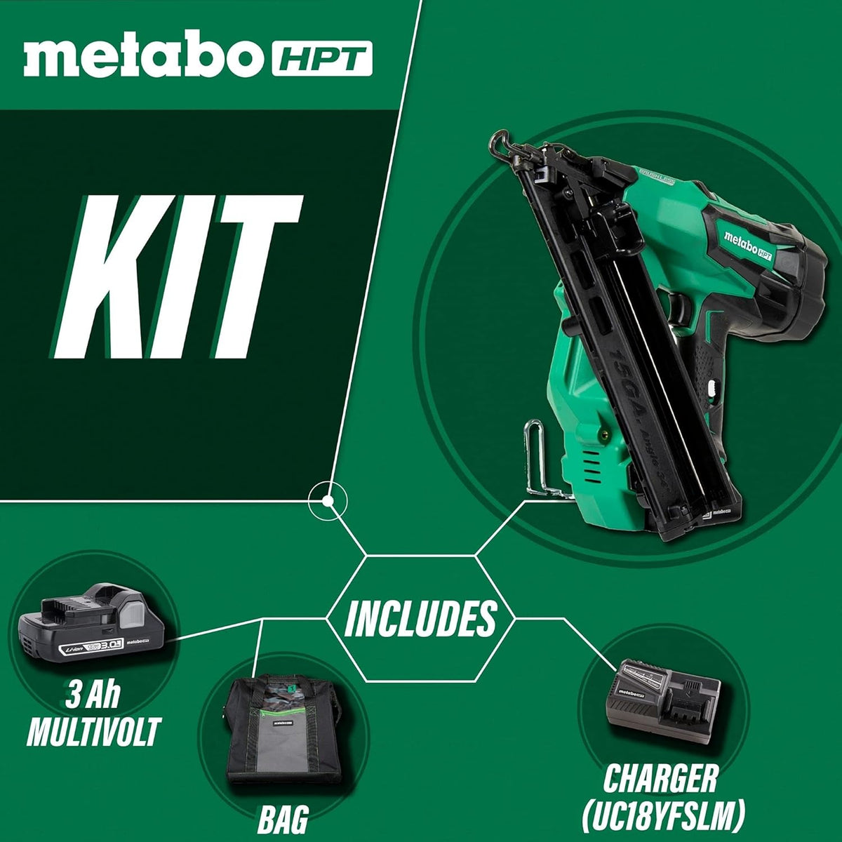 18V Brushless 15 Gauge Cordless Finish Nailer Kit T40894