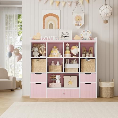 48" W Kids Toy Storage Organizer with Removable Bins and Drawers, Grey E479