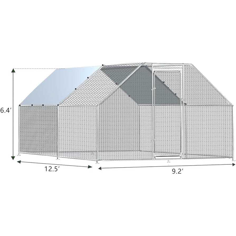 Large Metal Chicken Coop Walk-in Poultry Cage with Waterproof Cover O179381
