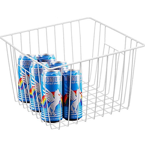 Large Wire Storage Baskets with Handles, Pearl White, Set of 3 I52003