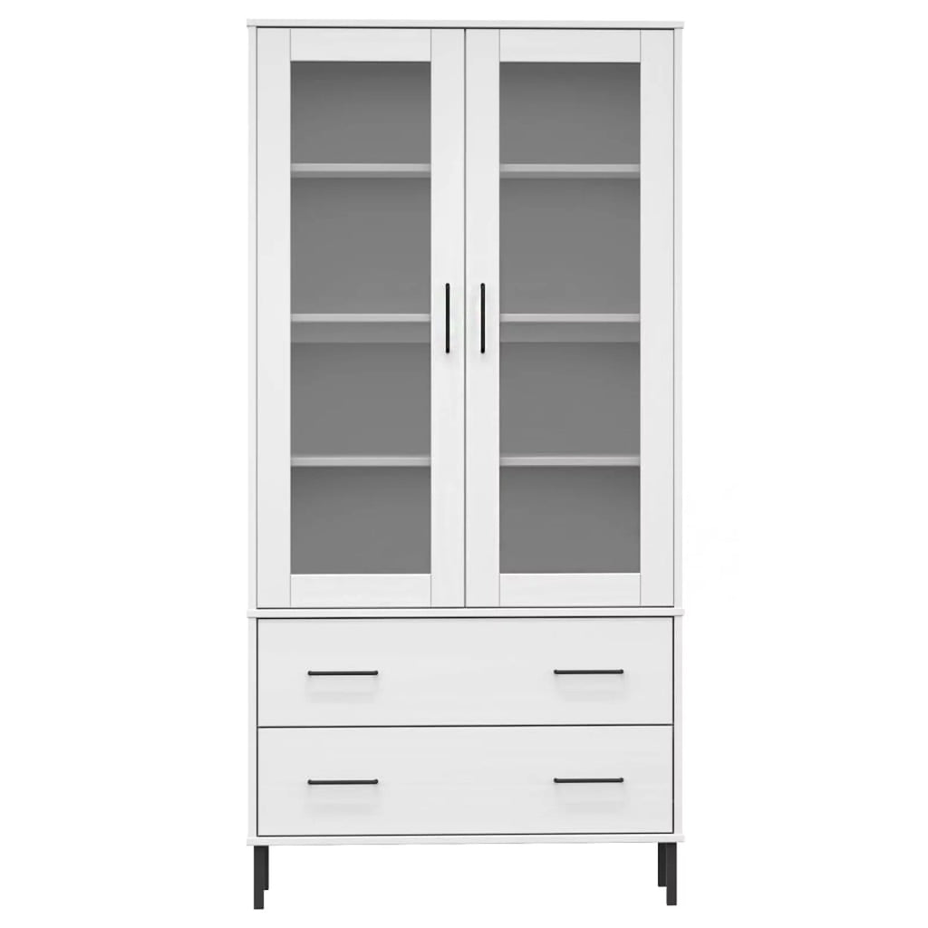 Pine Wood Bookcase with 2 Doors Cabinet and 2 Storage Drawers O302830