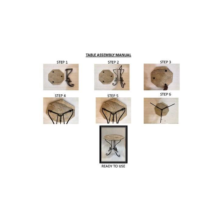 Octagonal Mango Wood Table with Scrolled Foldable Legs A500954