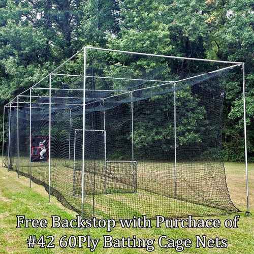 10' H X 12' W X 40' L Batting Cage Net 60 Ply with Backstop K6318