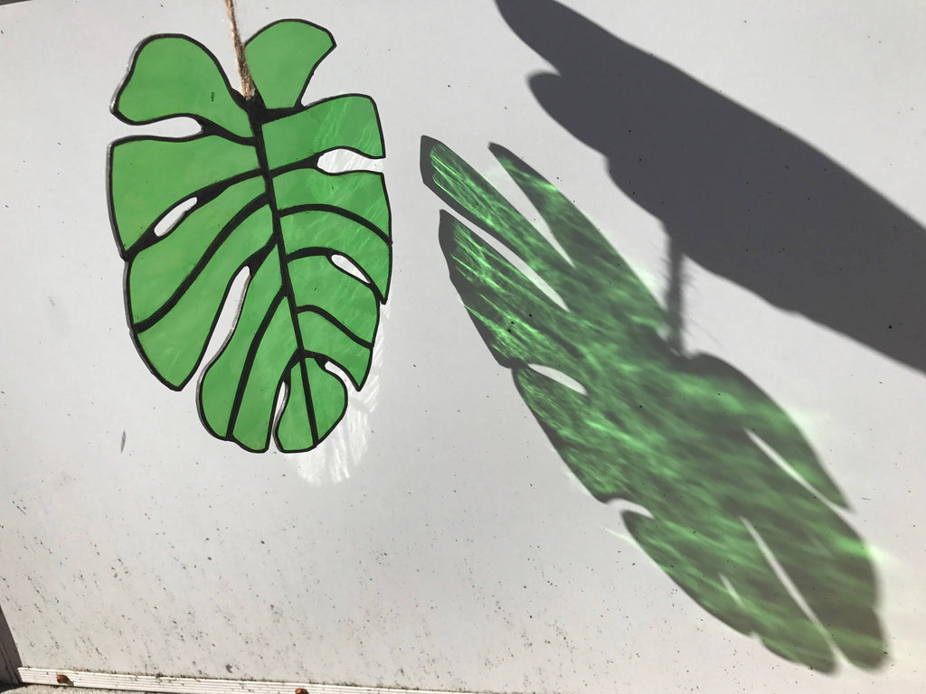 Stained Glass Monstera Leaf F8601