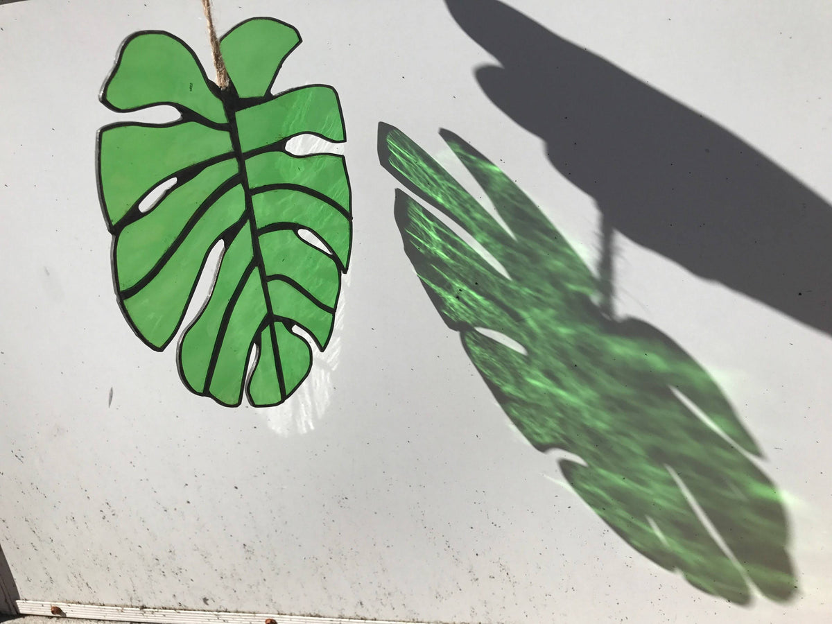 Stained Glass Monstera Leaf F8601