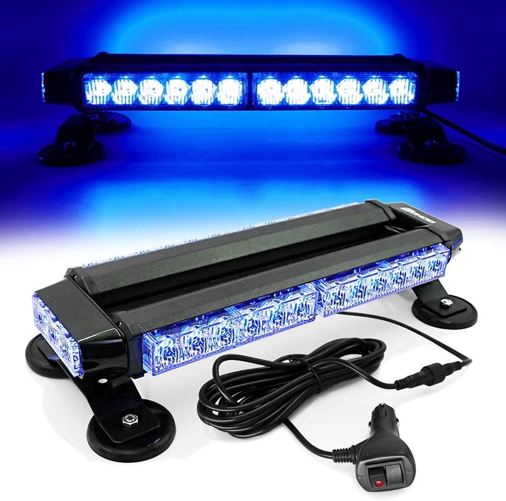 White Red 26 54 LED Roof Top Double Side Emergency Strobe Light Bar with Magnetic Base U85876