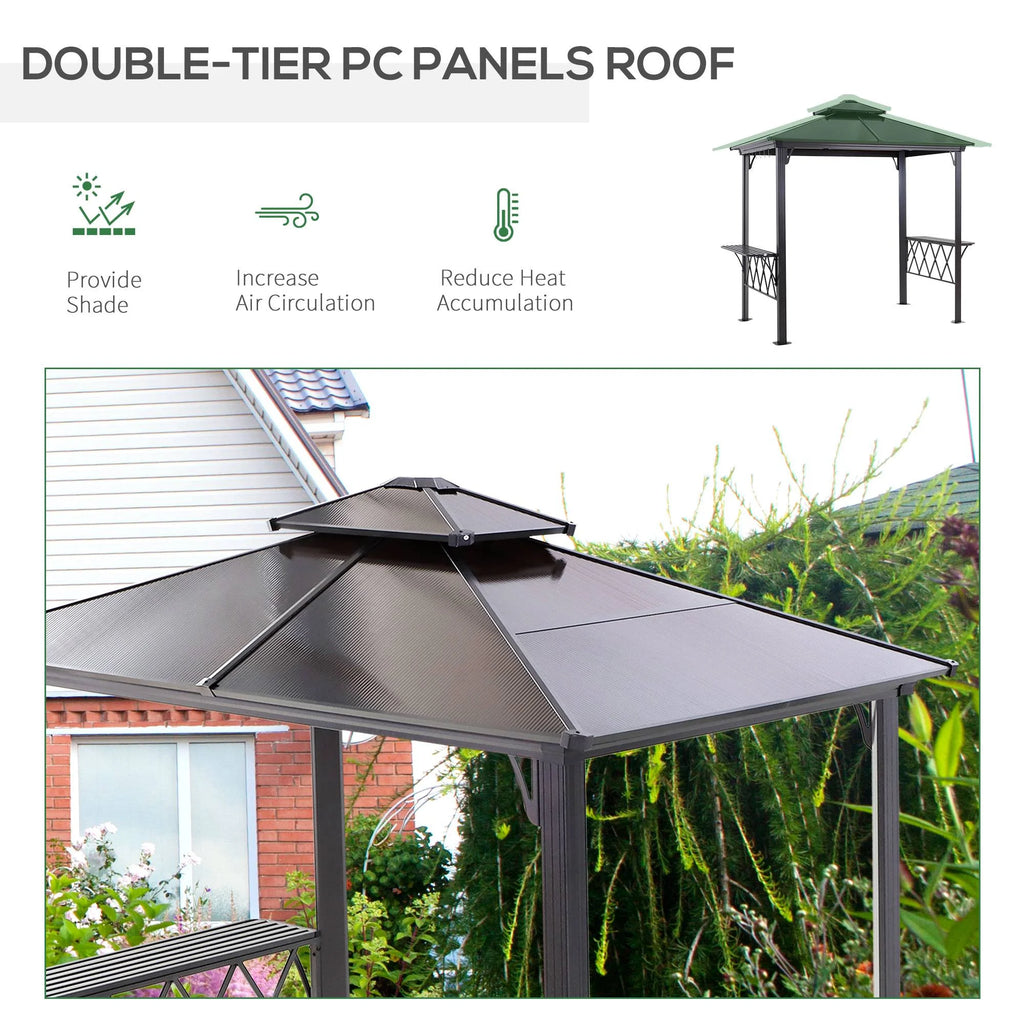 9' x 5' Hardtop BBQ Grill Gazebo with Polycarbonate Roof D307883