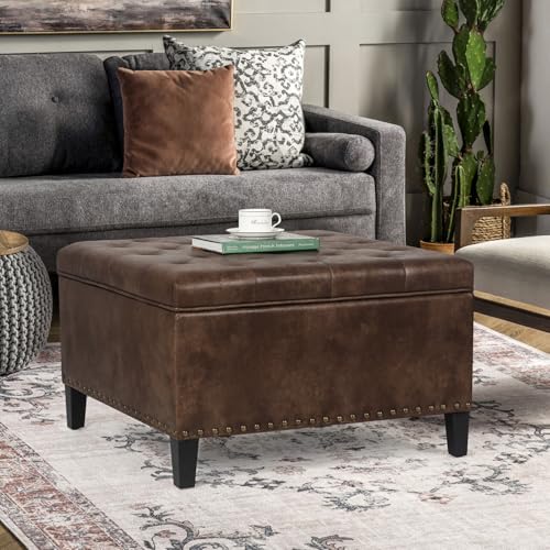 Dark Gray Fabric Storage Ottoman N505530