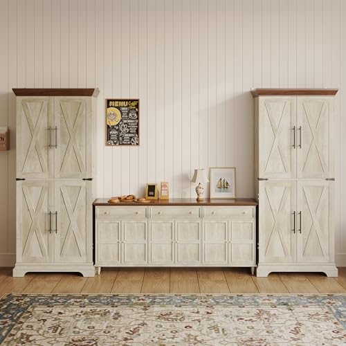 9 Shelves 4 Barn Doors Kitchen Pantry Cabinet V8781