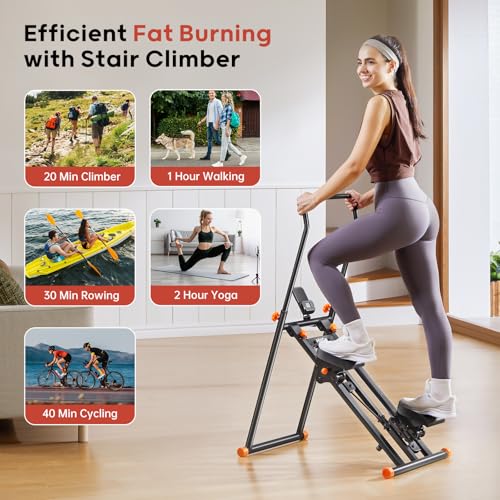 Foldable Stair Stepper Machine with Adjustable Handlebar & Pedals O472