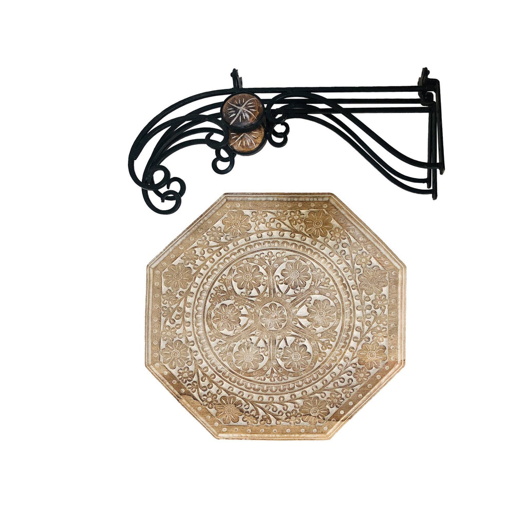 Octagonal Mango Wood Table with Scrolled Foldable Legs A500954