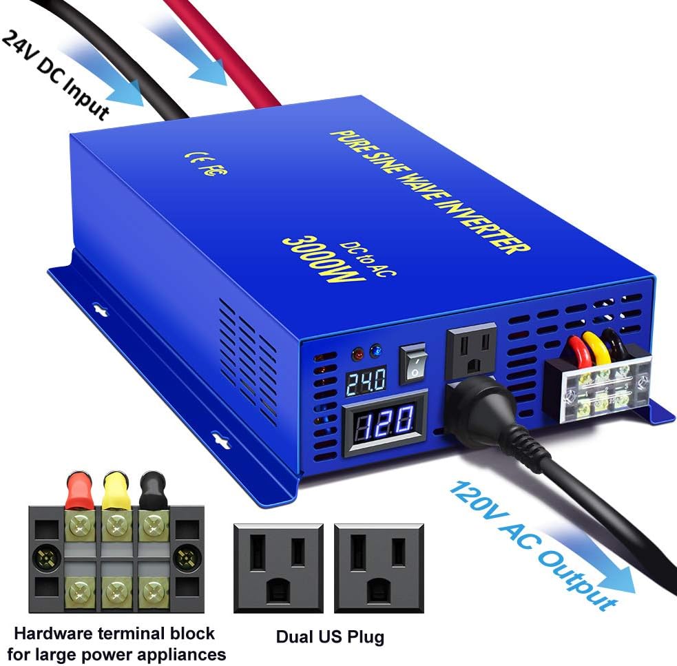 Pure Sine Wave Power Inverter 3000W 24V DC to AC 110V G800