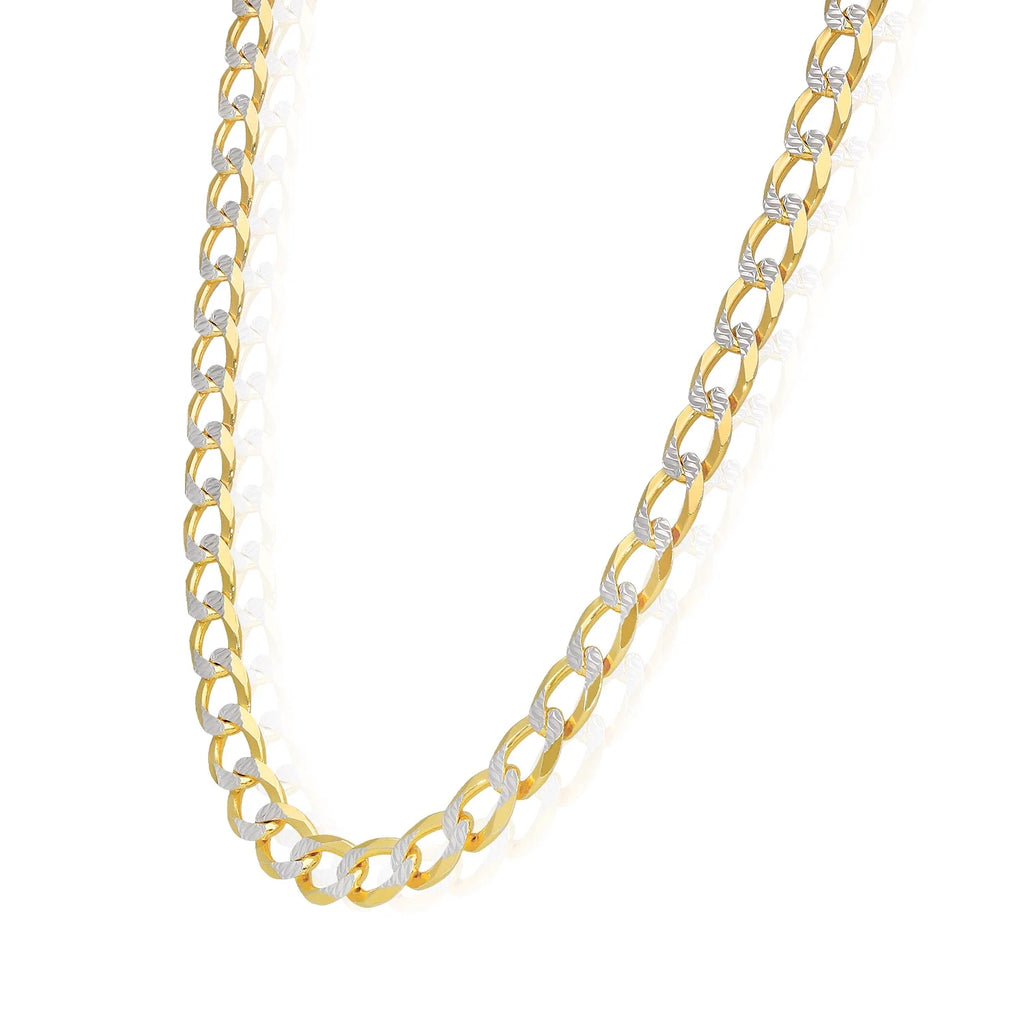 18K Gold Over Silver Diamond-Cut Cuban Chain Necklace 20"-26" S725