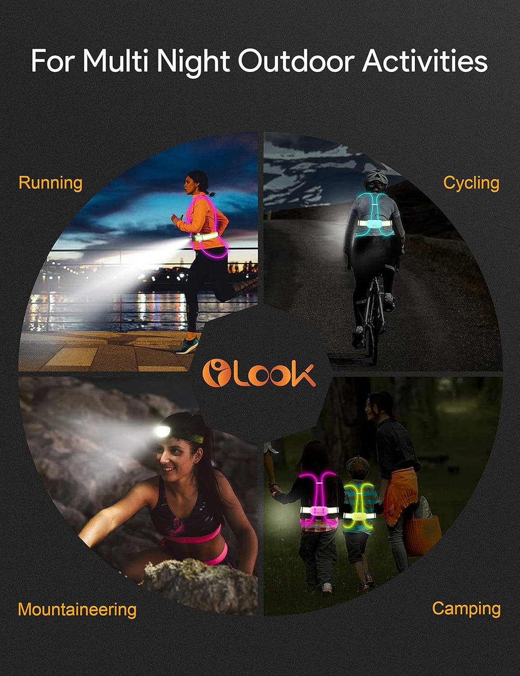 High Visibility LED Light Up Vest, 360° Reflective Safety Gear, Rechargeable Waterproof, L-Green B549
