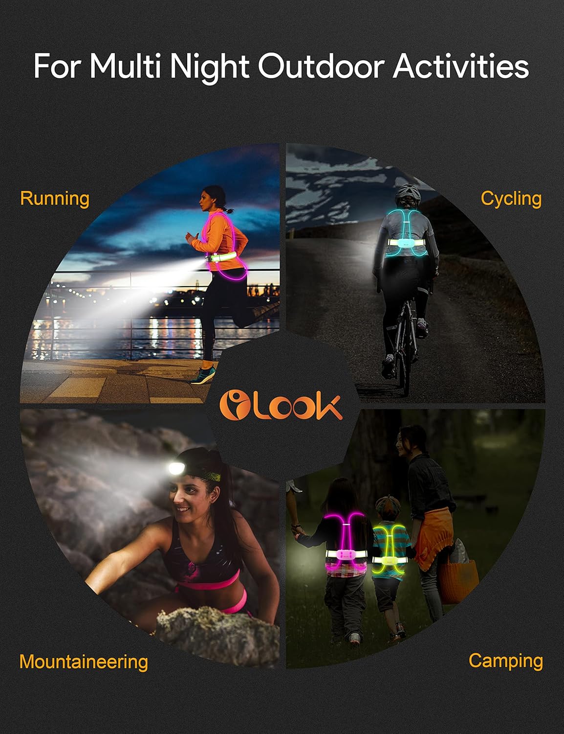 High Visibility LED Light Up Vest, 360° Reflective Safety Gear, Rechargeable Waterproof, L-Green B549