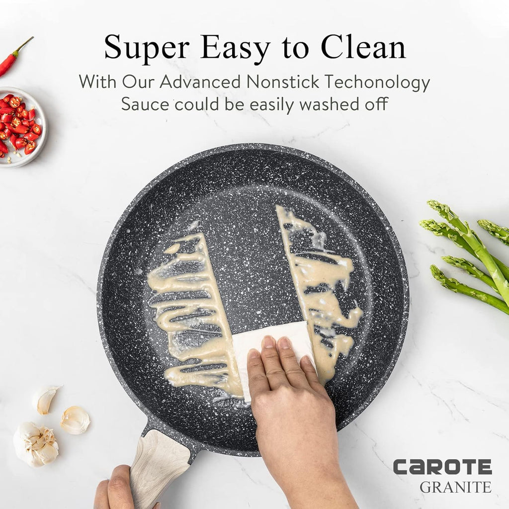 12-Inch Nonstick Granite Frying Pan with Glass Lid O154907