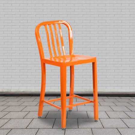 2 Pack 24x22 Orange Metal Counter Height Stool V597