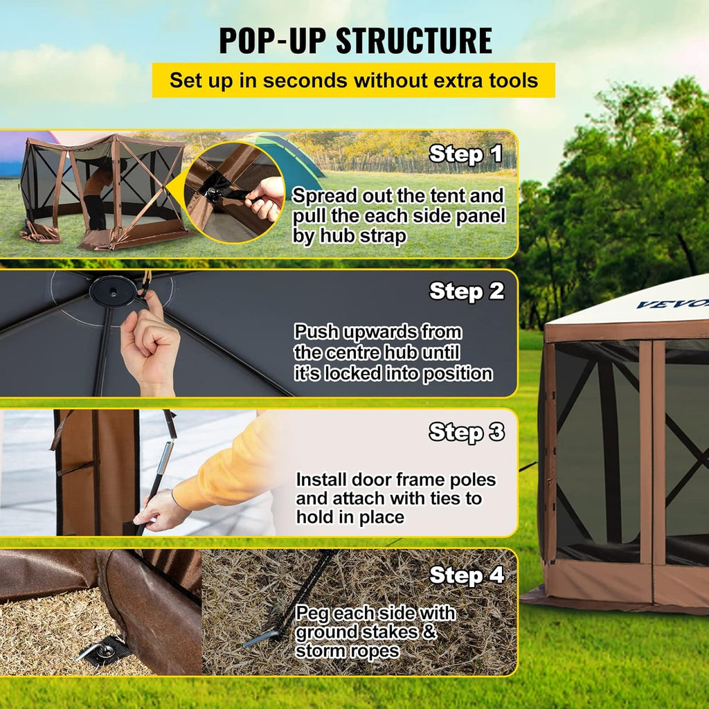 12x12 Foot Pop up Canopy Gazebo with Mesh Window and Carry Bag S17219