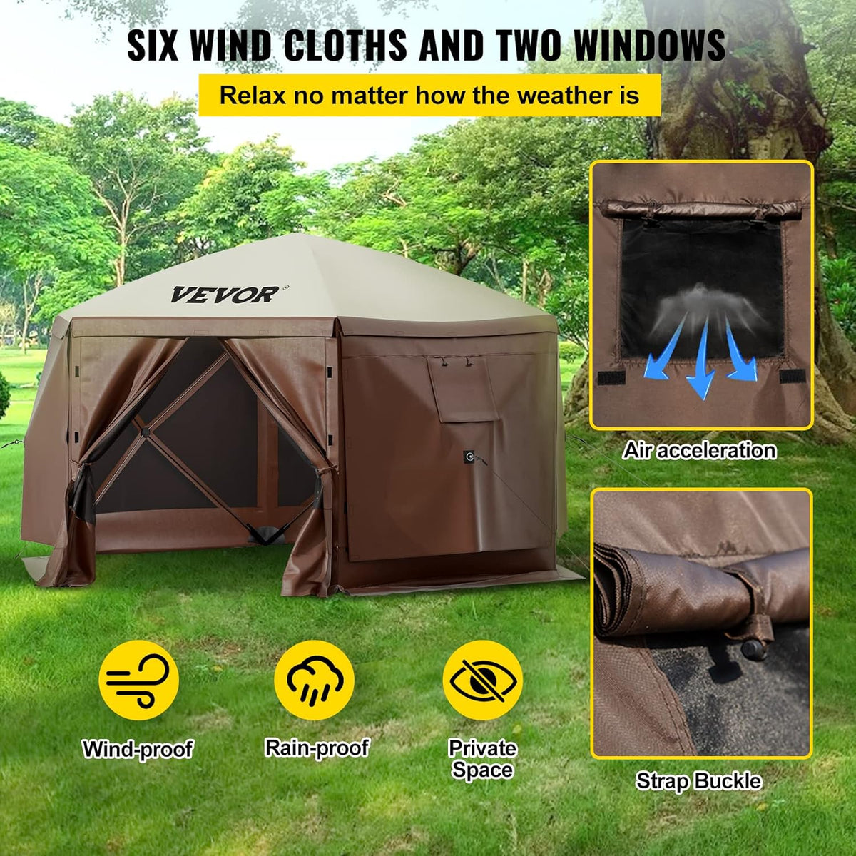 12x12 Foot Pop up Canopy Gazebo with Mesh Window and Carry Bag S17219