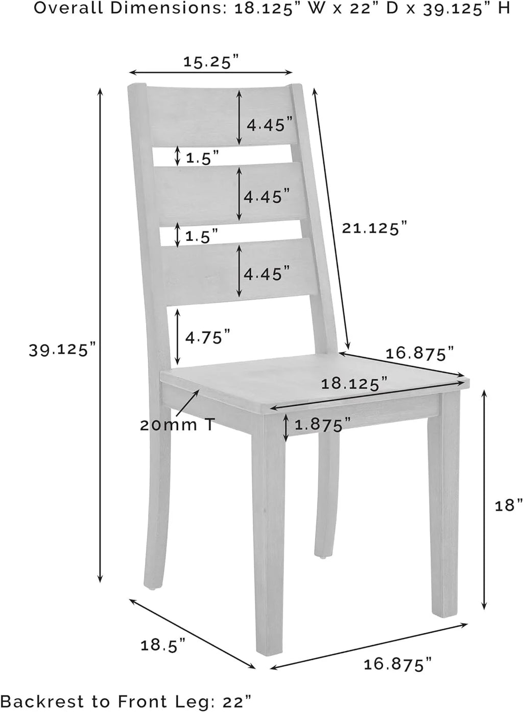Rustic Brown 2-Piece Ladder Back Dining Chair Set L538